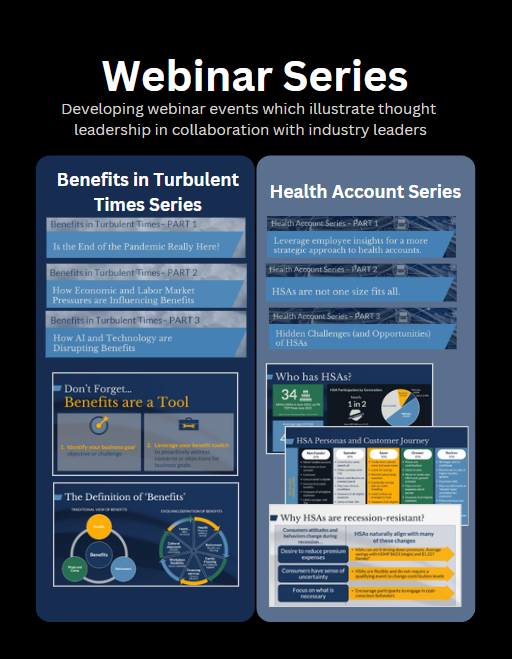 Webinar series to illustrate thought leadership across two  webinar series. 