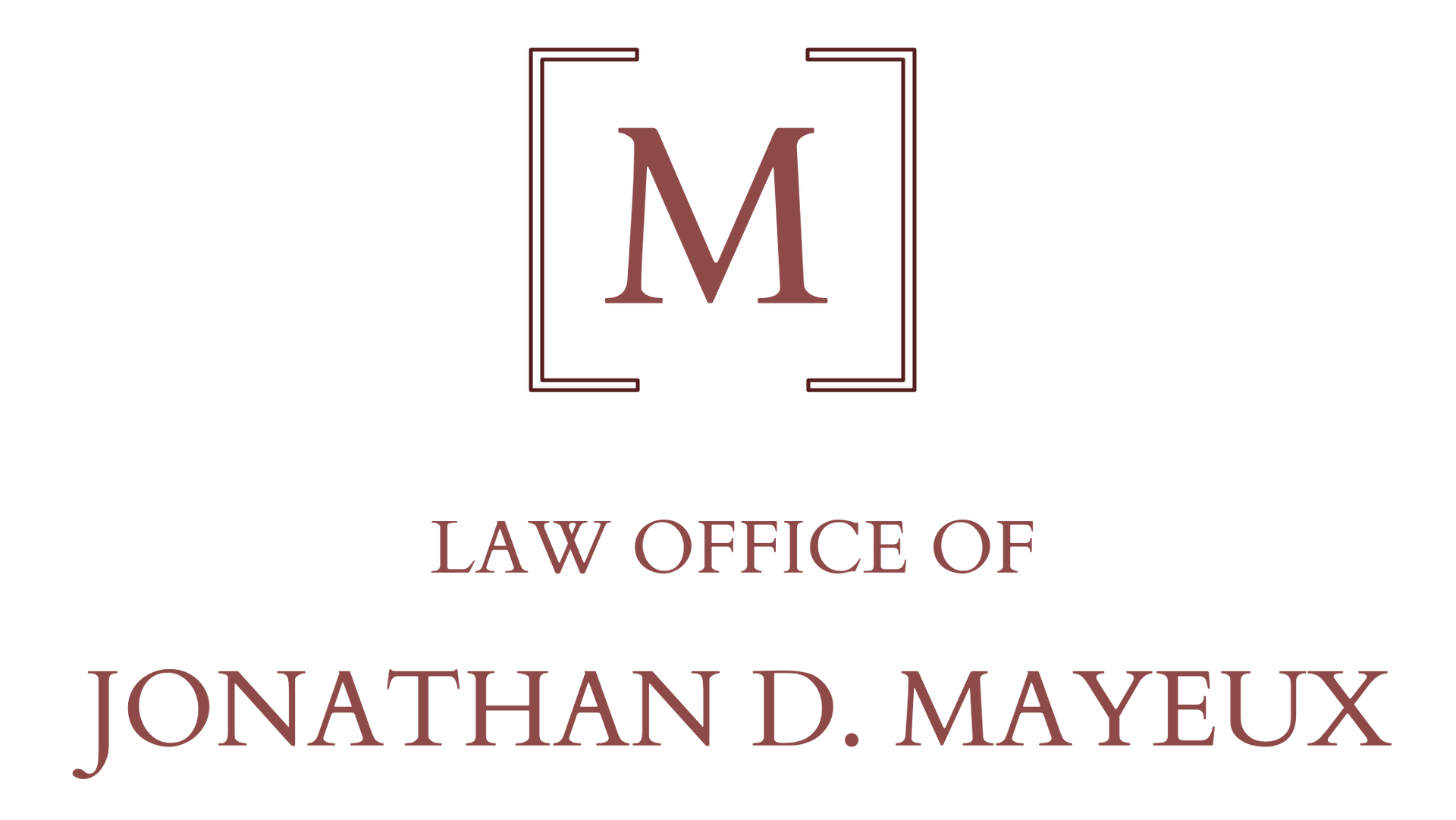 A logo for a law firm with a letter m and scales of justice.
