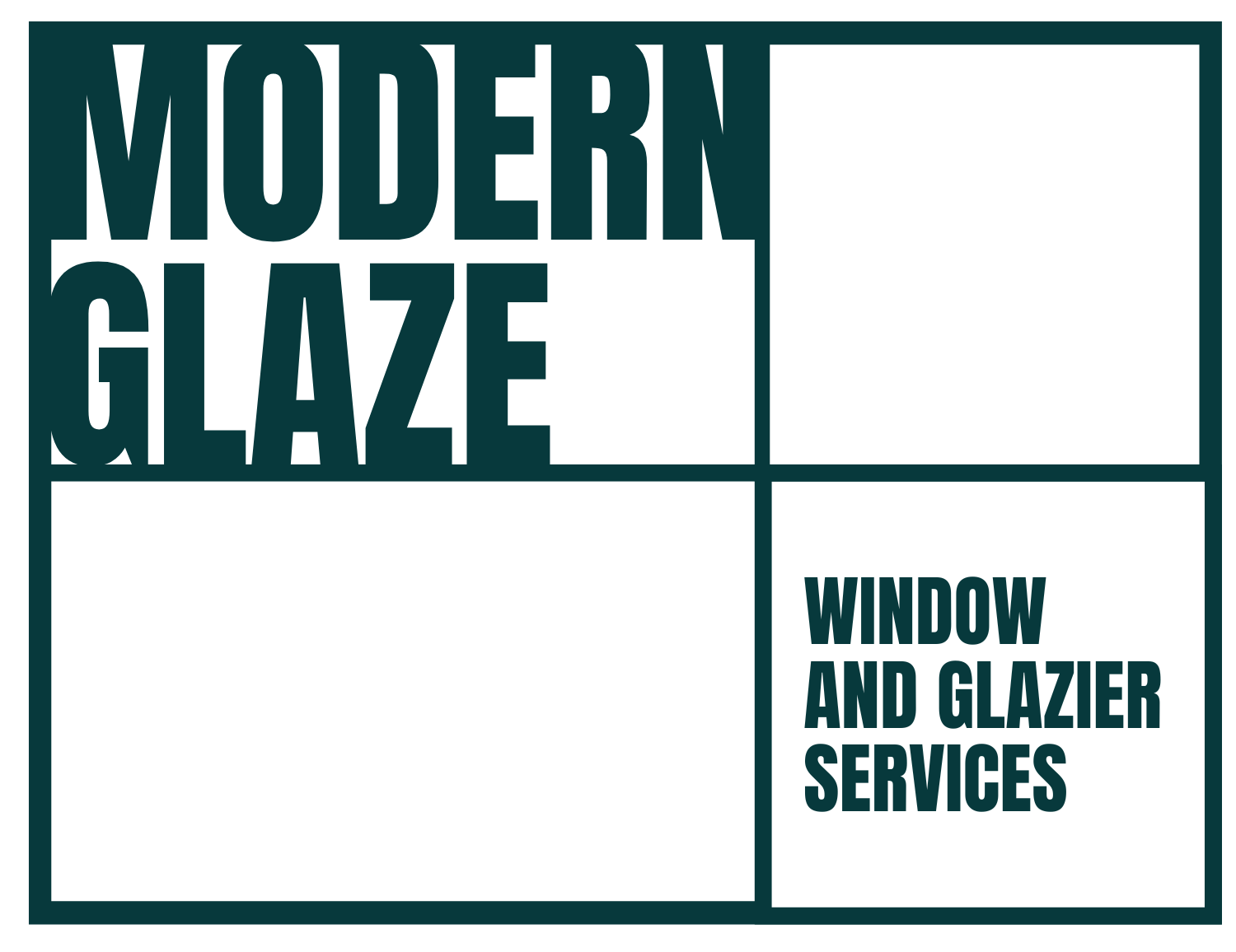 A logo for modern glaze window and glazier services.