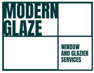 A logo for modern glaze window and glazier services.