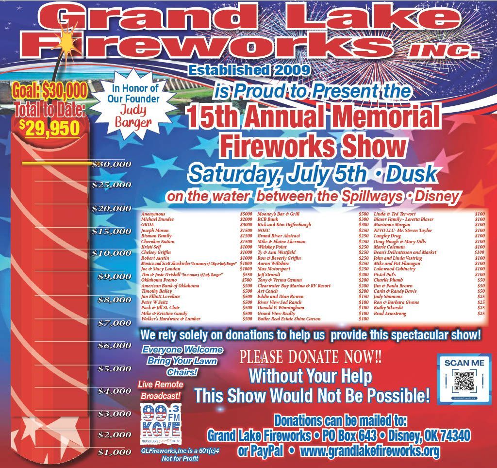 A poster for the 15th annual memorial fireworks show