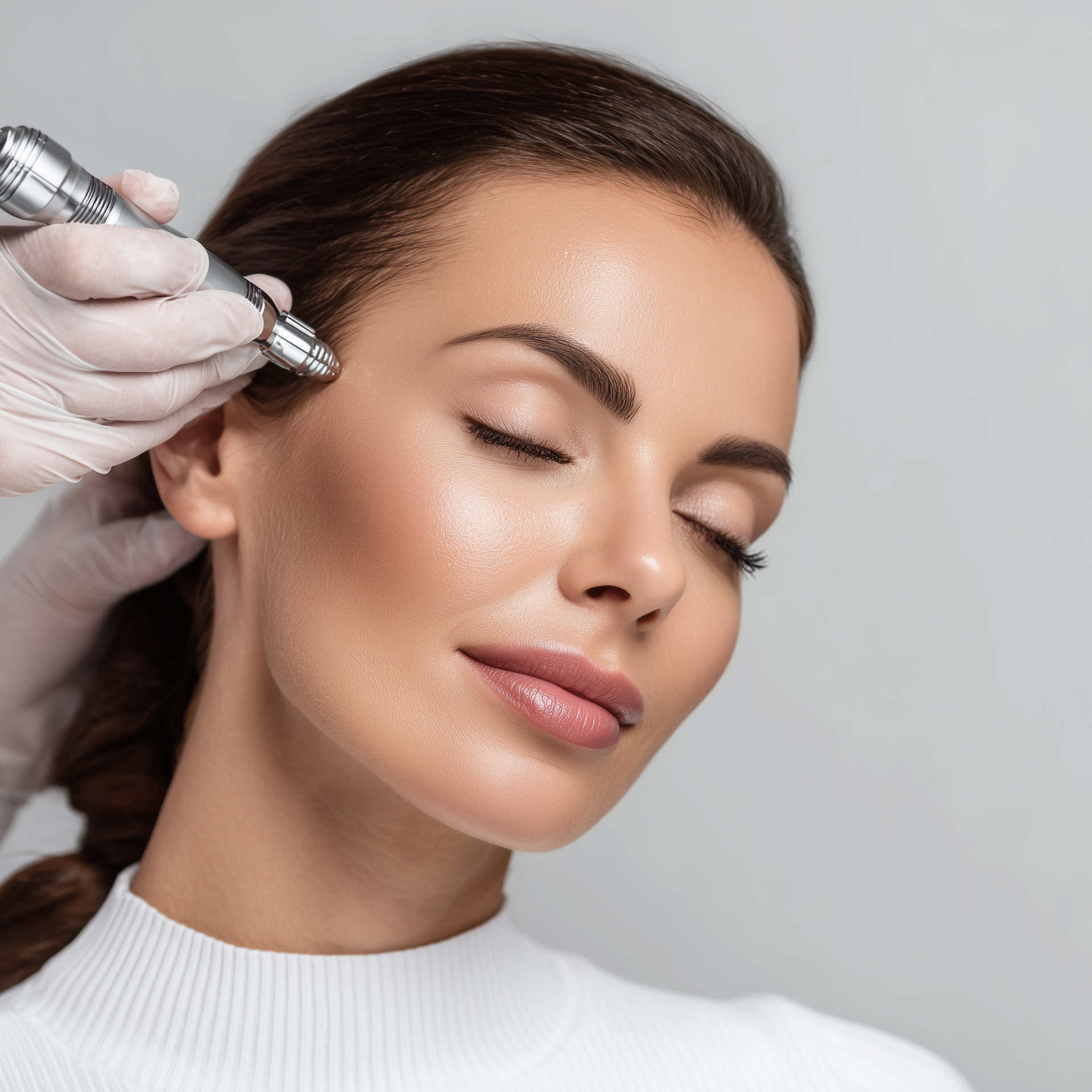 Nahaufnahme einer Frau, die eine Gesichtsbehandlung bekommt