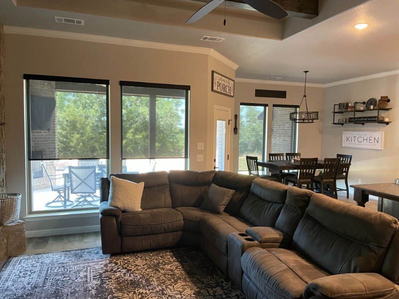 Roller shades living room Love is Blinds Colorado 