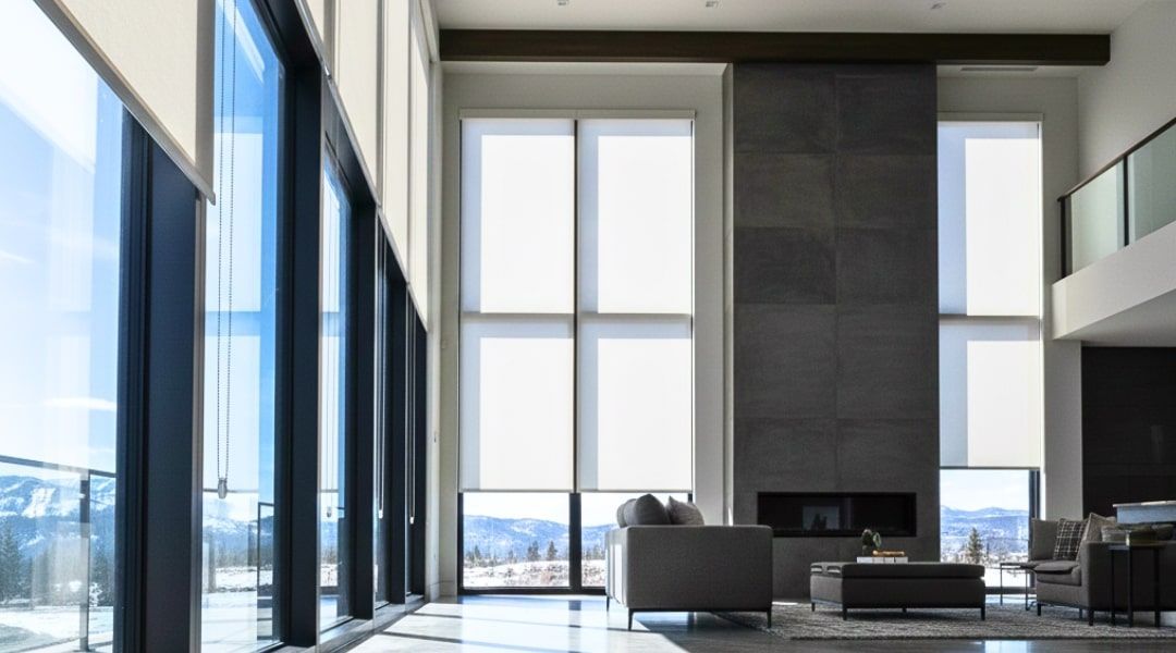 motorized roller shades high modern windows 