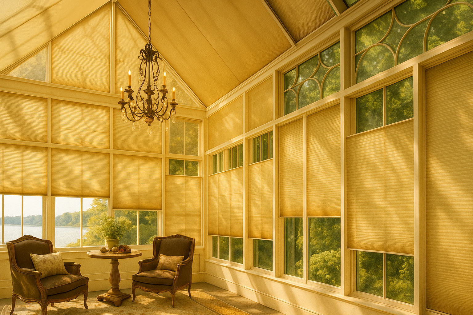 Why Sunroom Ceilings and Glass Roofs Need Specialized Window Treatments
