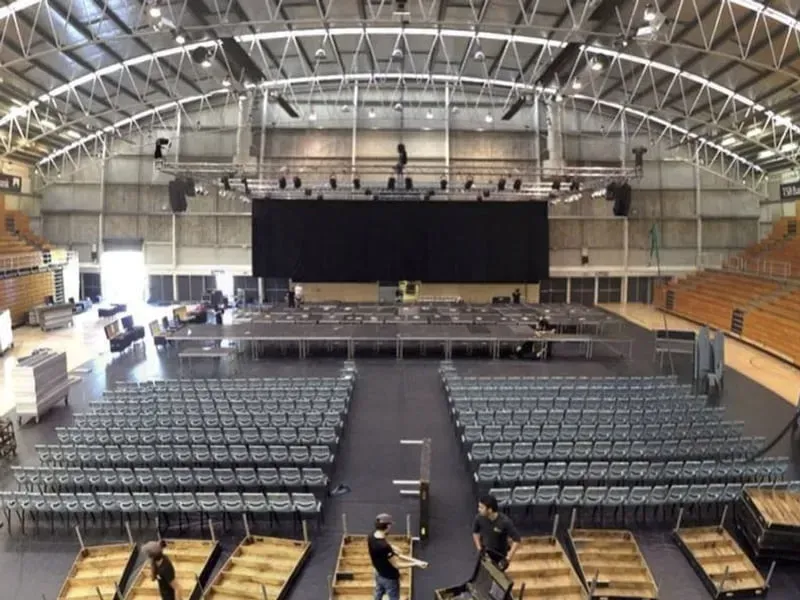 A large auditorium with rows of seats