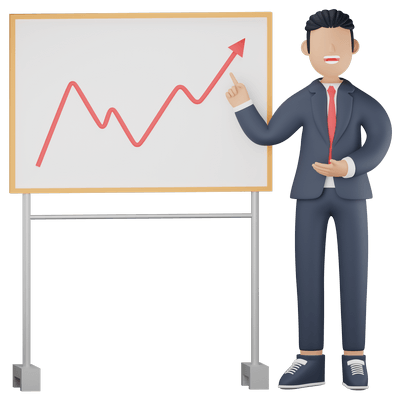 Businessman presenting a growth chart showing positive ROI.