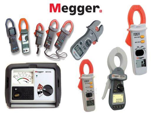 Collection of Megger clamp meters, various sizes, shapes, and features, for electrical current measurement.