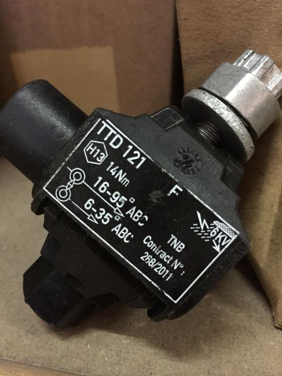 Black electrical connector labeled 