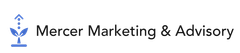 Logo of Mercer Marketing & Advisory, featuring a stylized blue plant icon.