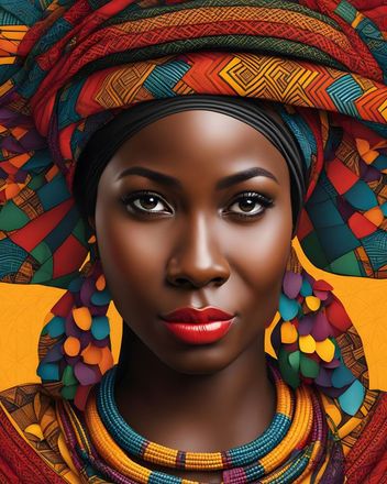 Digital colorful portrait of a resident of Ghana, published by ProxiArt