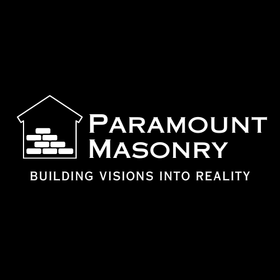 A logo for paramount masonry building visions into reality.