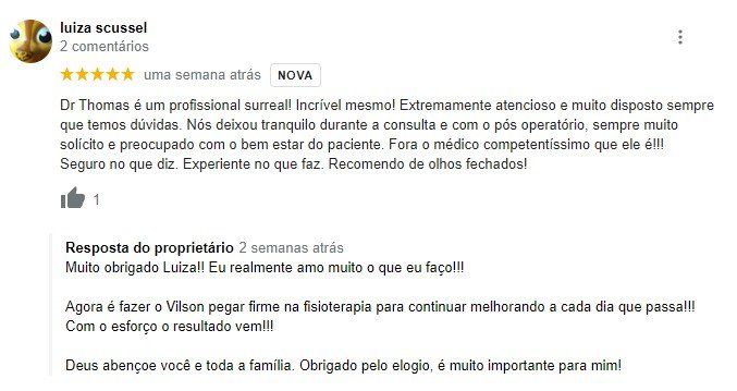 Depoimento real de paciente do Dr. Thomas Marcolini.