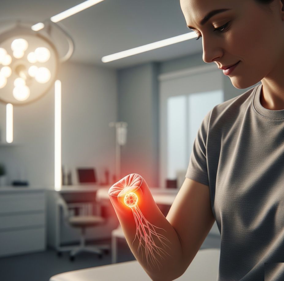 Paciente em recuperação após cirurgia de neuroma de coto, representando a melhora progressiva da dor e retorno às atividades diárias.