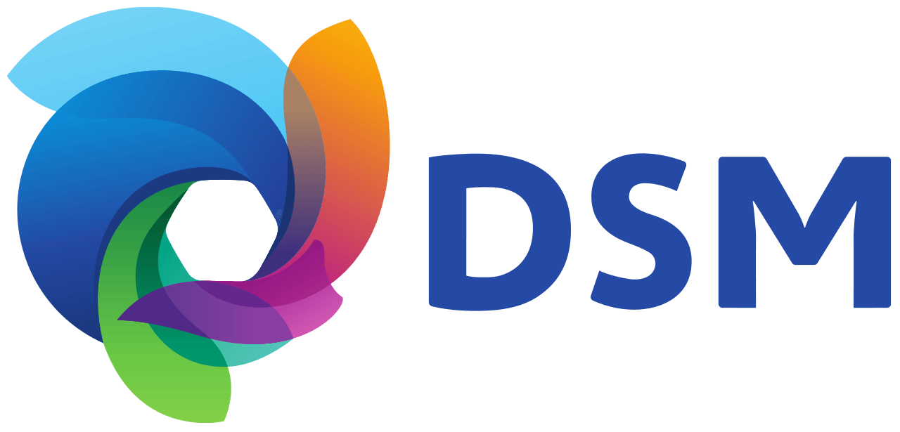 A colorful logo for a company called dsm