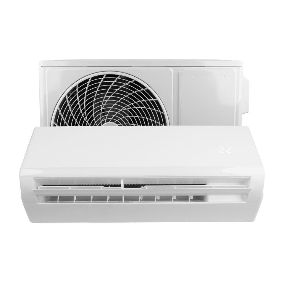 White ductless mini-split air conditioner; indoor and outdoor units.