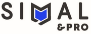 Logo Simal Pro in nero e blu con icona stilizzata a forma di scudo.