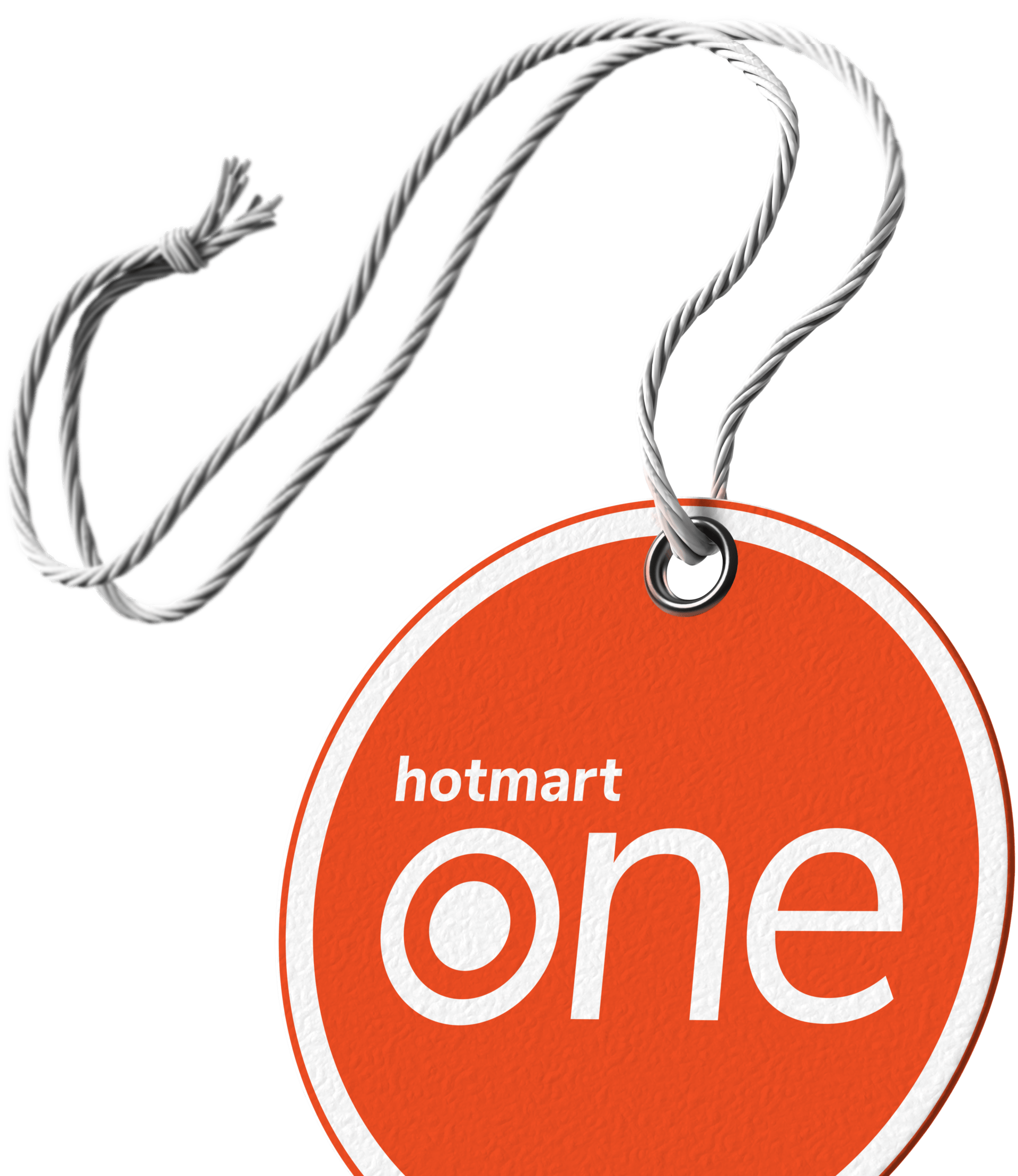 Etiqueta naranja con el logo de Hotmart One en color blanco.