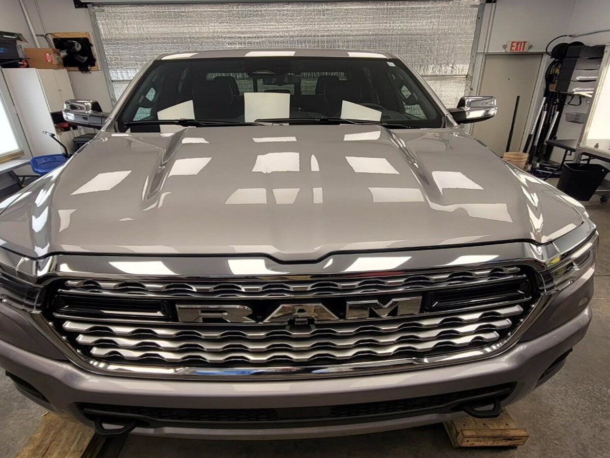 ceramic coating on a grey truck