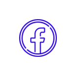 Un logotipo de Facebook en un círculo sobre un fondo blanco.