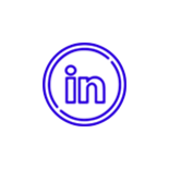 Un logotipo de LinkedIn en un círculo sobre un fondo blanco.
