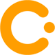 Una letra c amarilla con un círculo blanco en el medio sobre un fondo blanco.