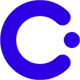 Una letra c azul con un círculo blanco en el medio sobre un fondo blanco.