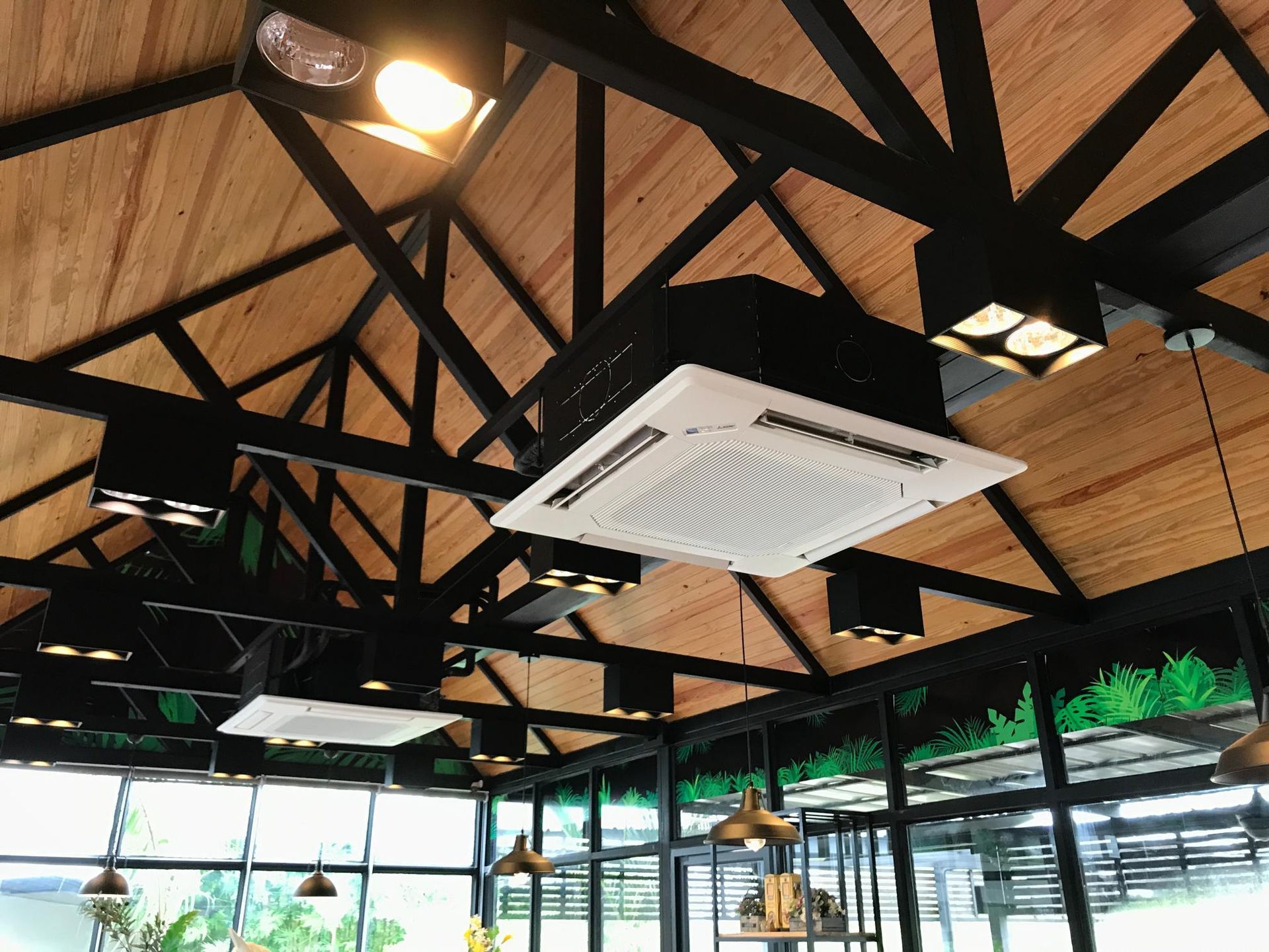 A Ceiling Fan Is Hanging from The Ceiling of A Building — JDG Refrigeration & Air in Mullumbimby, NSW