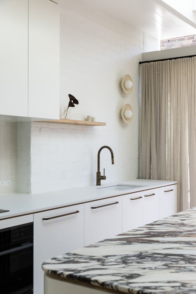 White Kitchen with Marble Bench- BSpoke Cabinet Making & Joinery in Unanderra, NSW