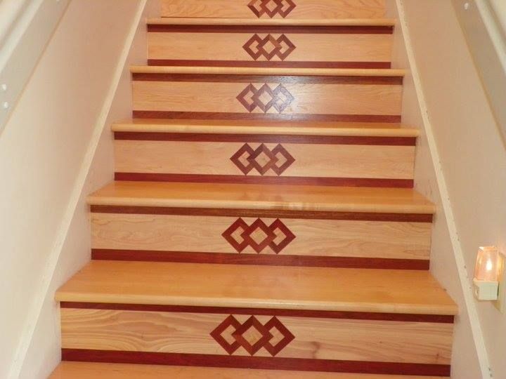 Stairs With Inlay Design — Seattle, WA — Sterling Hardwood Floors