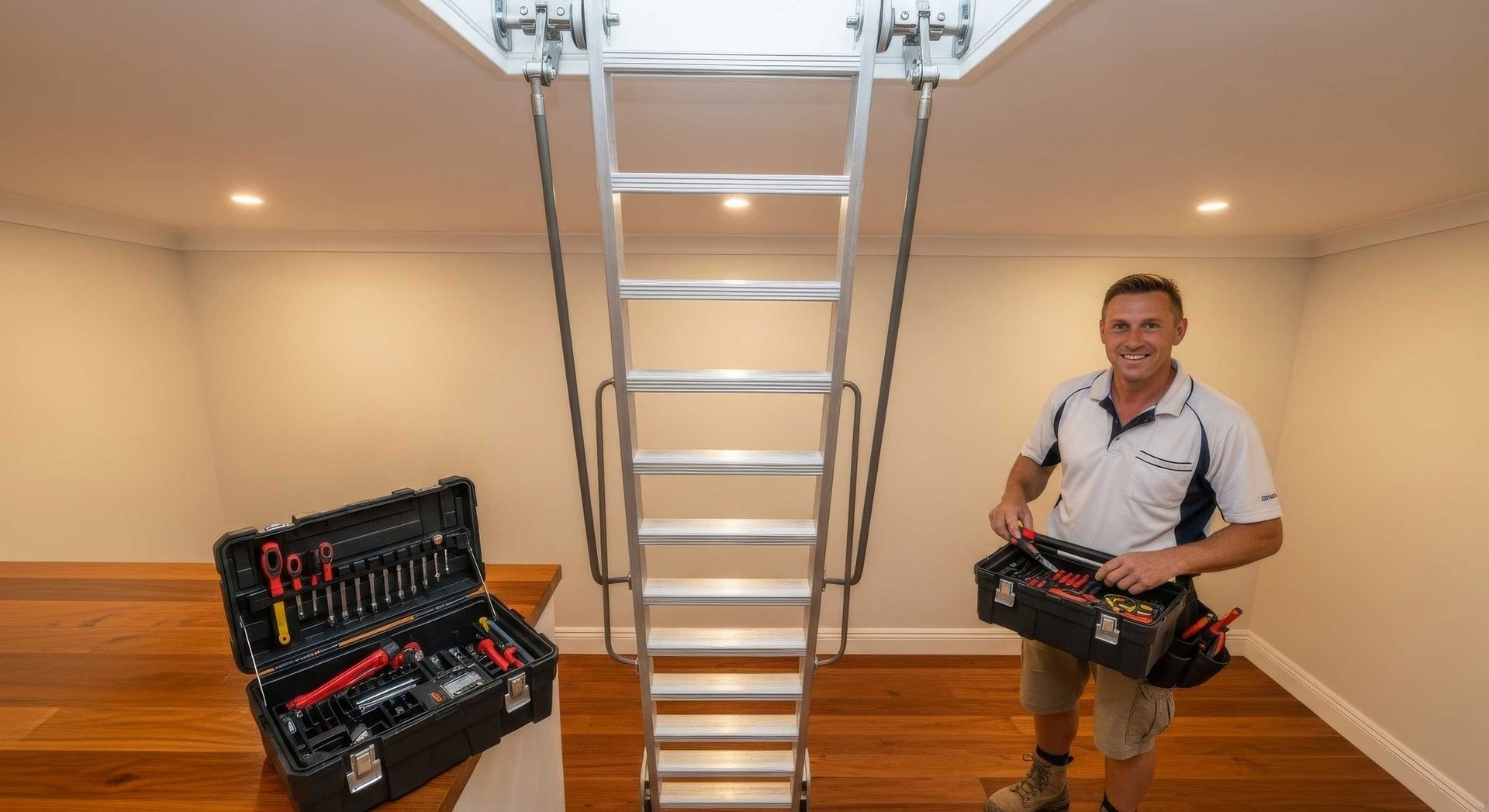 Aluminium Attic Ladder for Safe Roof Access Toowoomba