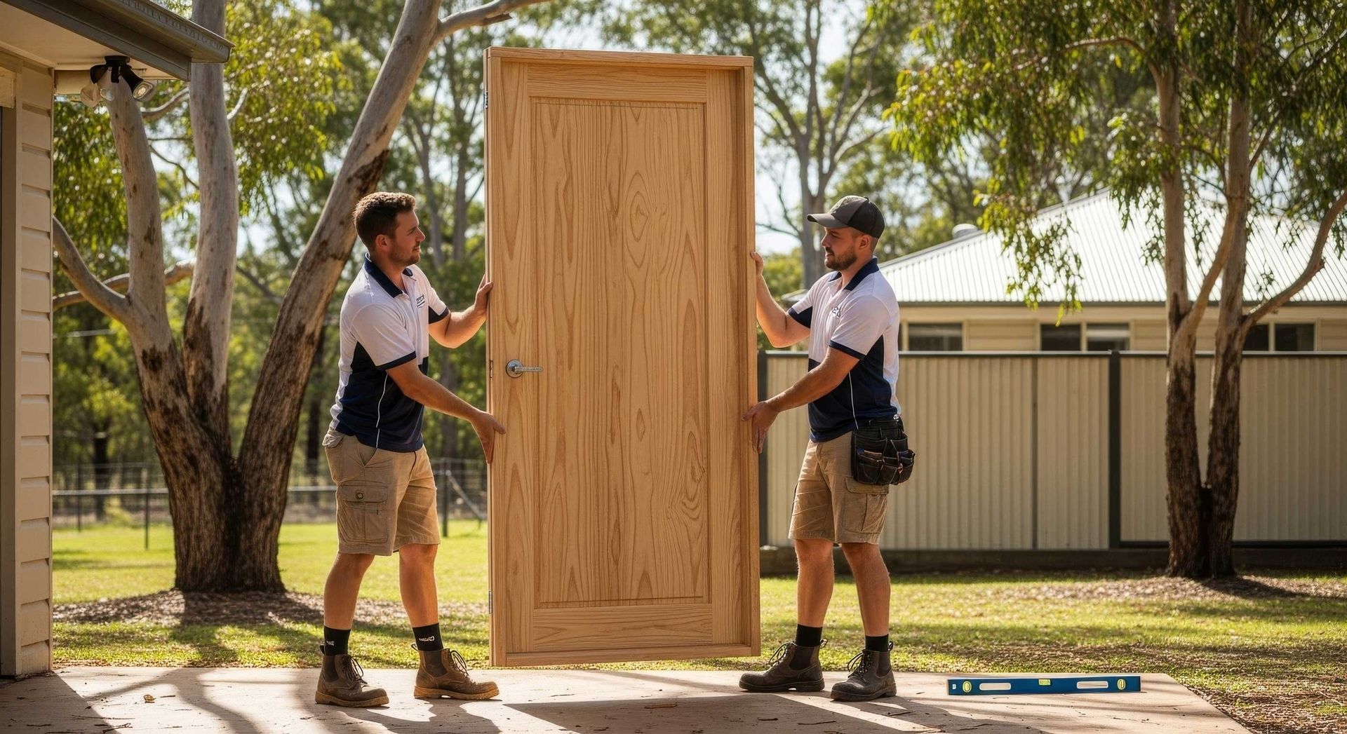 Timber Exterior Door Being Installed By A Handyman Toowoomba