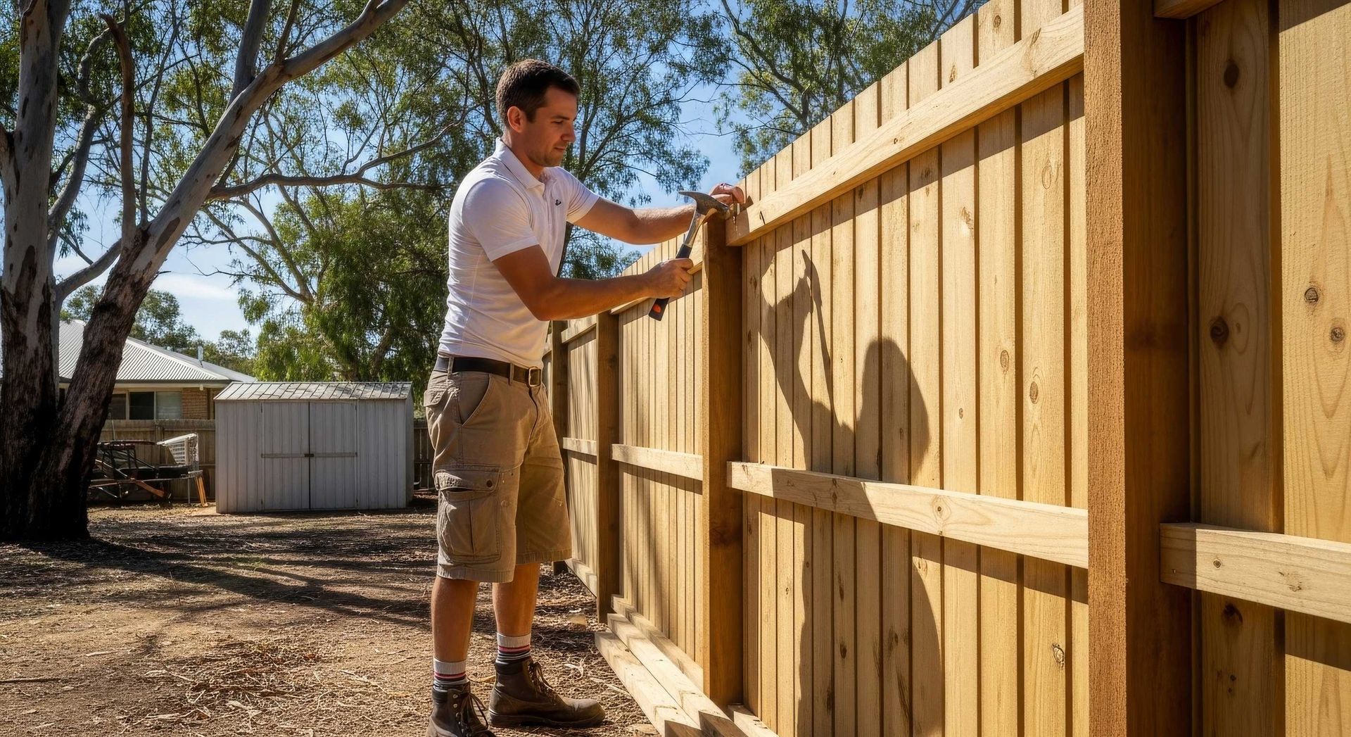 Handyman Repairing A Deck And Fence At A Toowoomba Property
