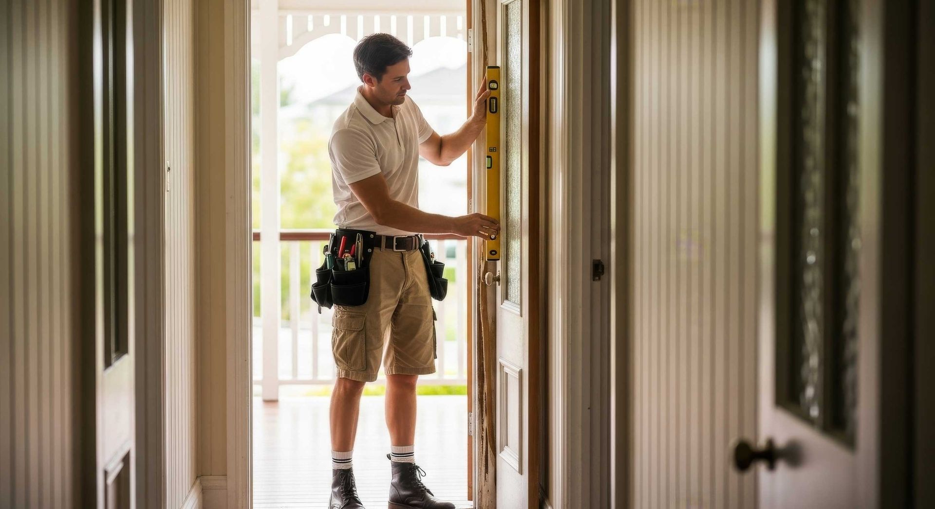 secure front entry door being reinforced in suburban Toowoomba