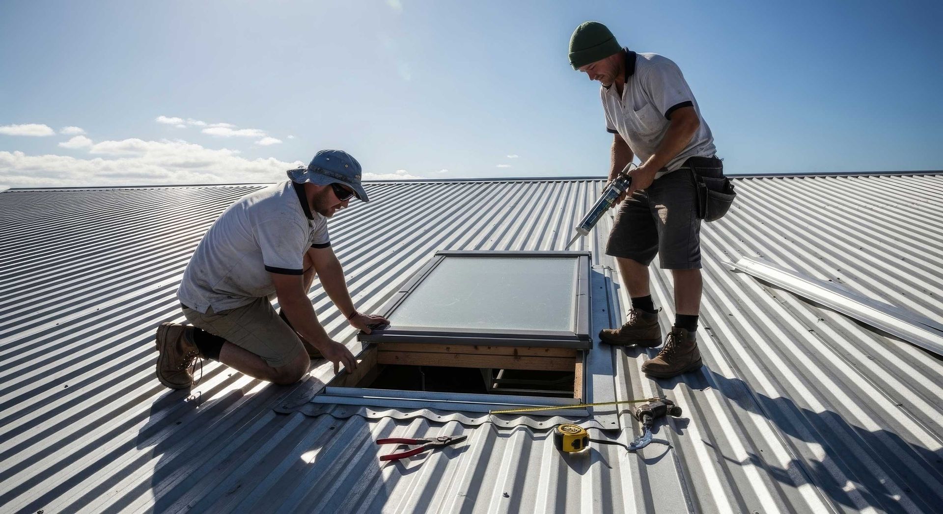 Skylight being repaired to fix roof leak in Toowoomba
