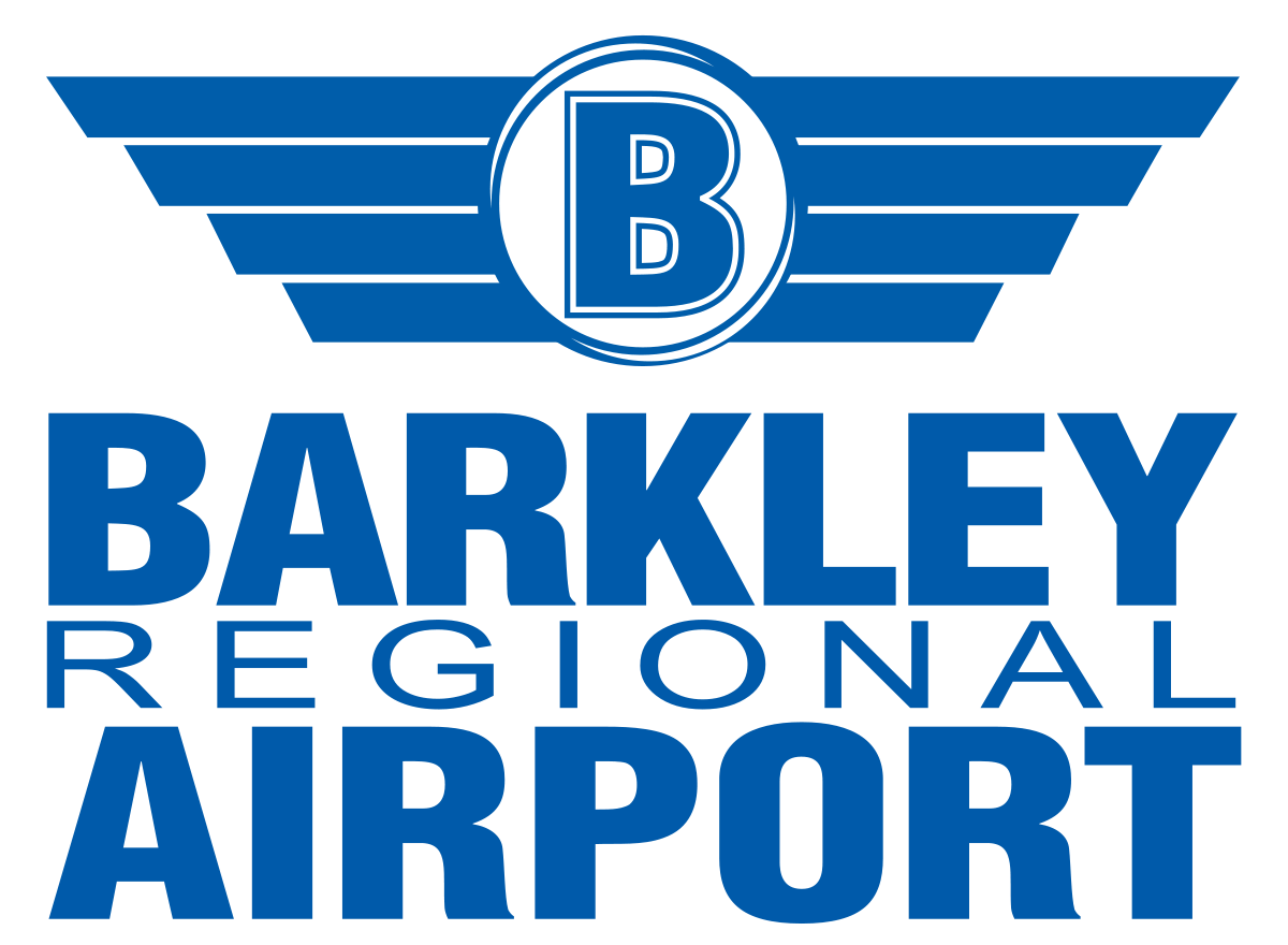 a blue logo for the barkley regional airport