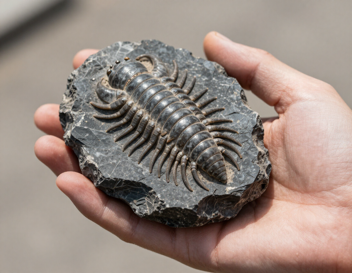 Close up of a trilobite fossil
