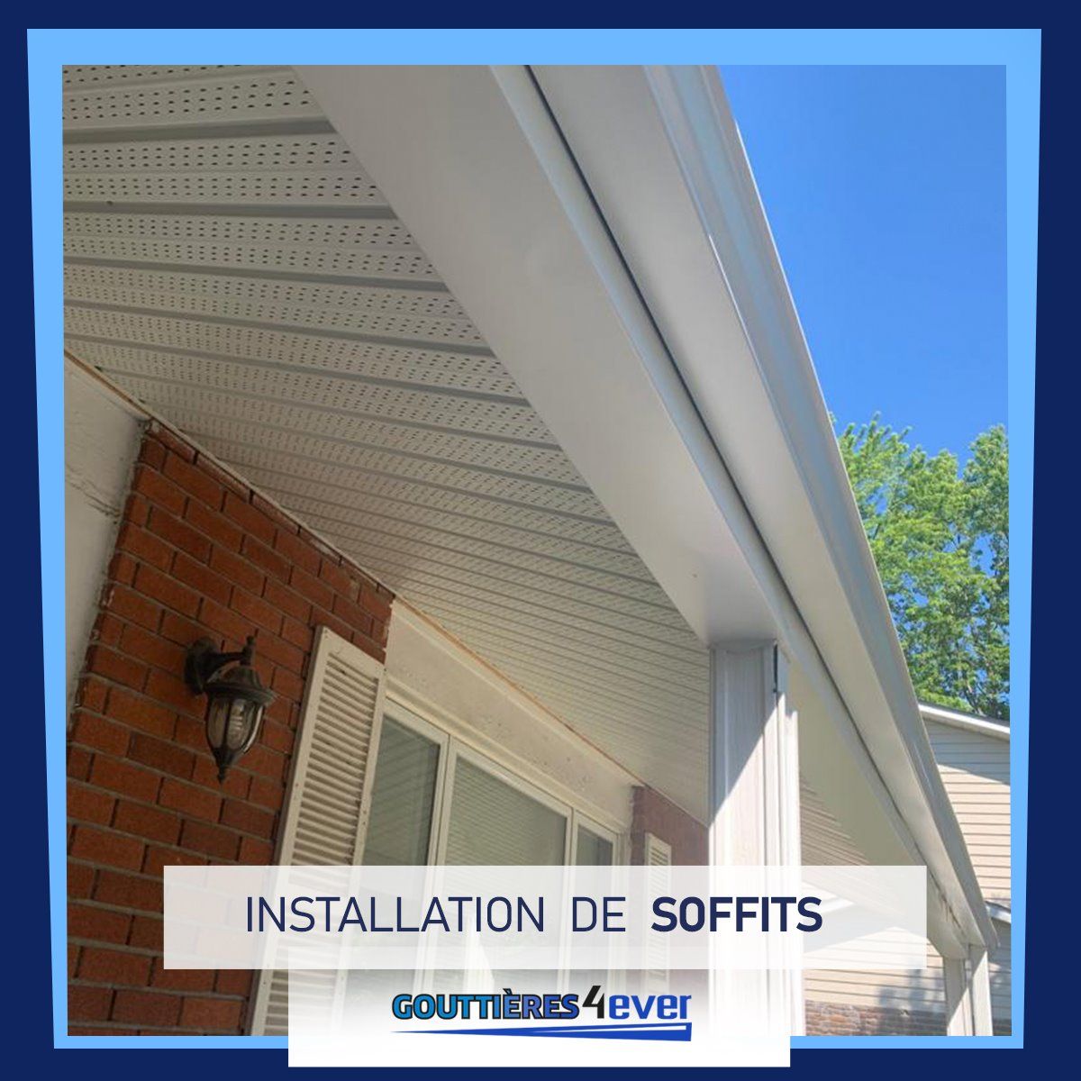 A picture of a house with a sign that says installation de soffits