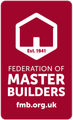 A red logo for the federation of master builders