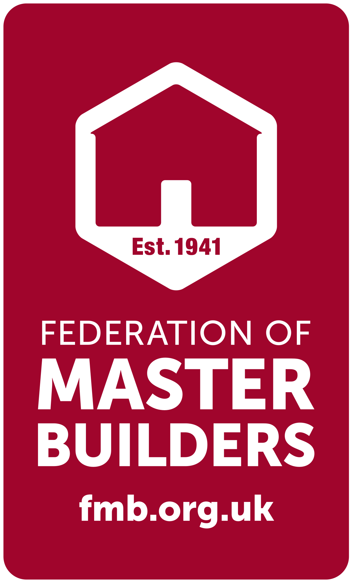 A red logo for the federation of master builders