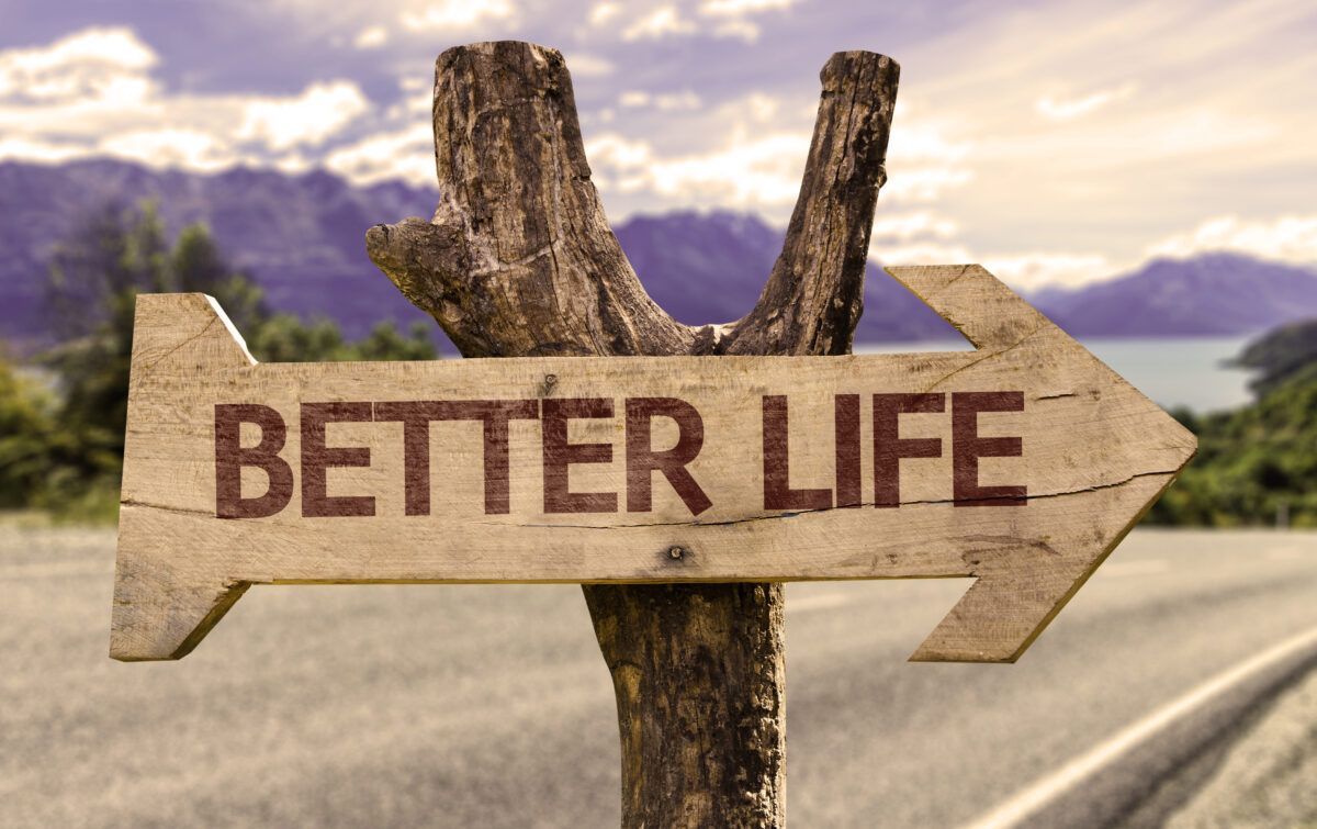 Wooden signpost points towards