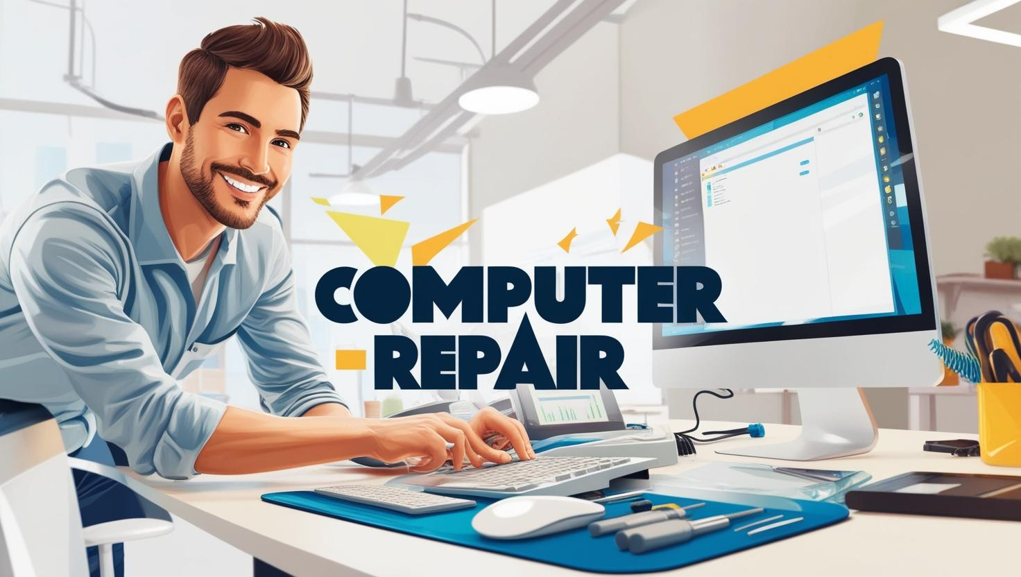 A man is sitting at a desk in front of a computer.