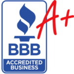 BBB Accredited Business A+ rating logo for Roofs by Nicholas