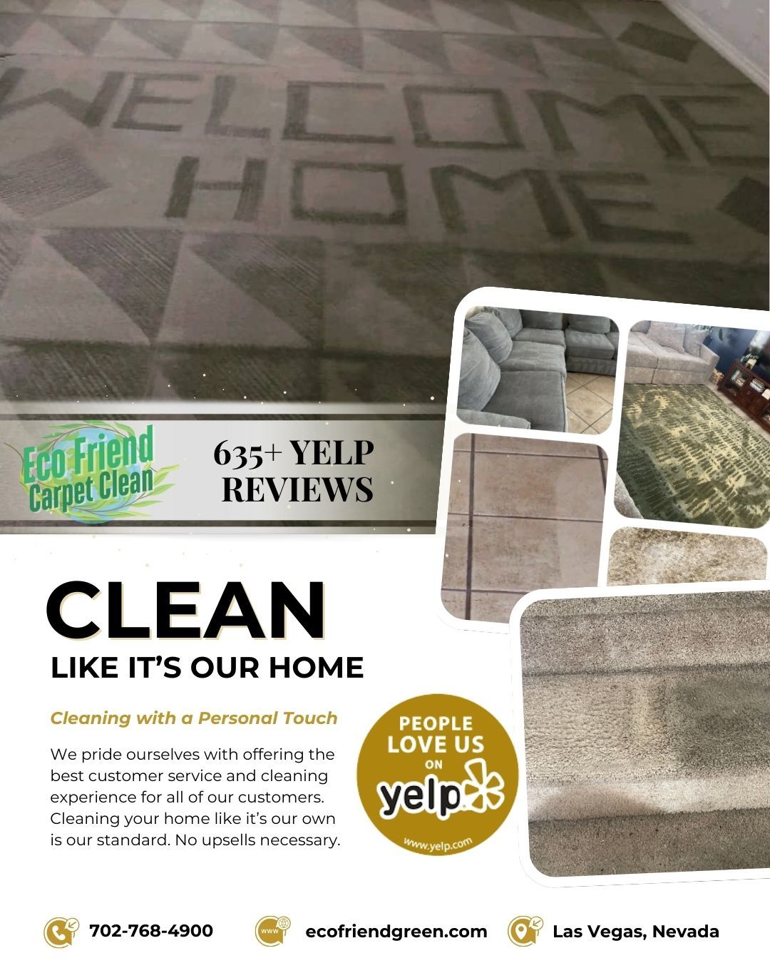 Advertisement for carpet cleaning service,