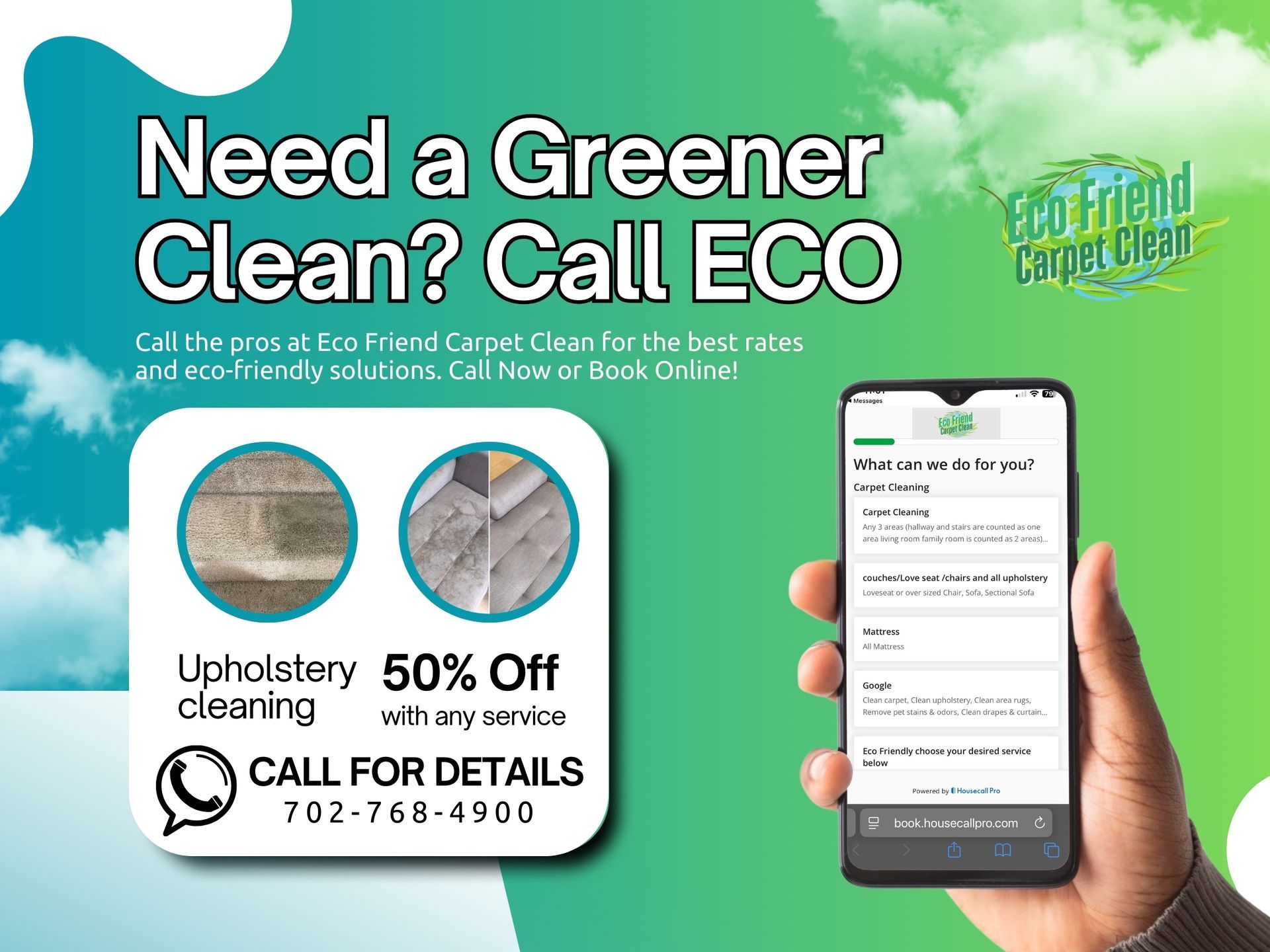 Ad for eco-friendly carpet cleaning: