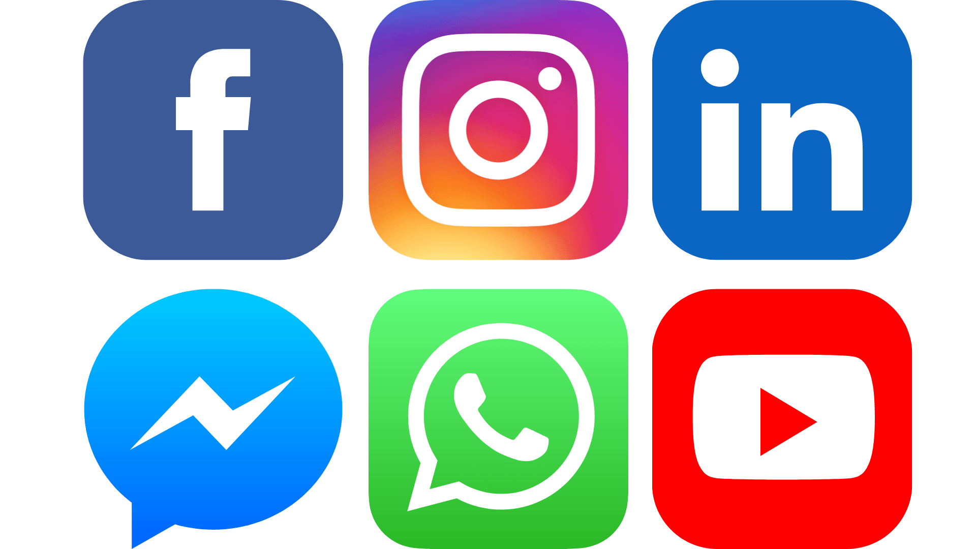 A set of social media icons on a white background.