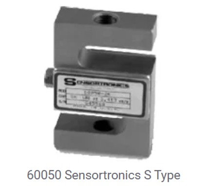 Célula de carga tipo S de Gray Sensortronics con etiqueta que muestra el modelo y las especificaciones.