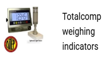 Indicadores de pesaje Totalcomp: Pantalla de báscula, torre opcional y logotipo 