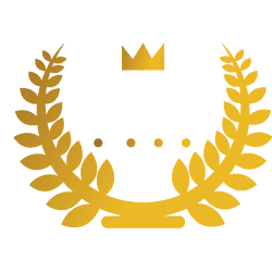 a gold laurel wreath with a crown on top of it .