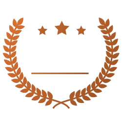 a laurel wreath with three stars on a white background .